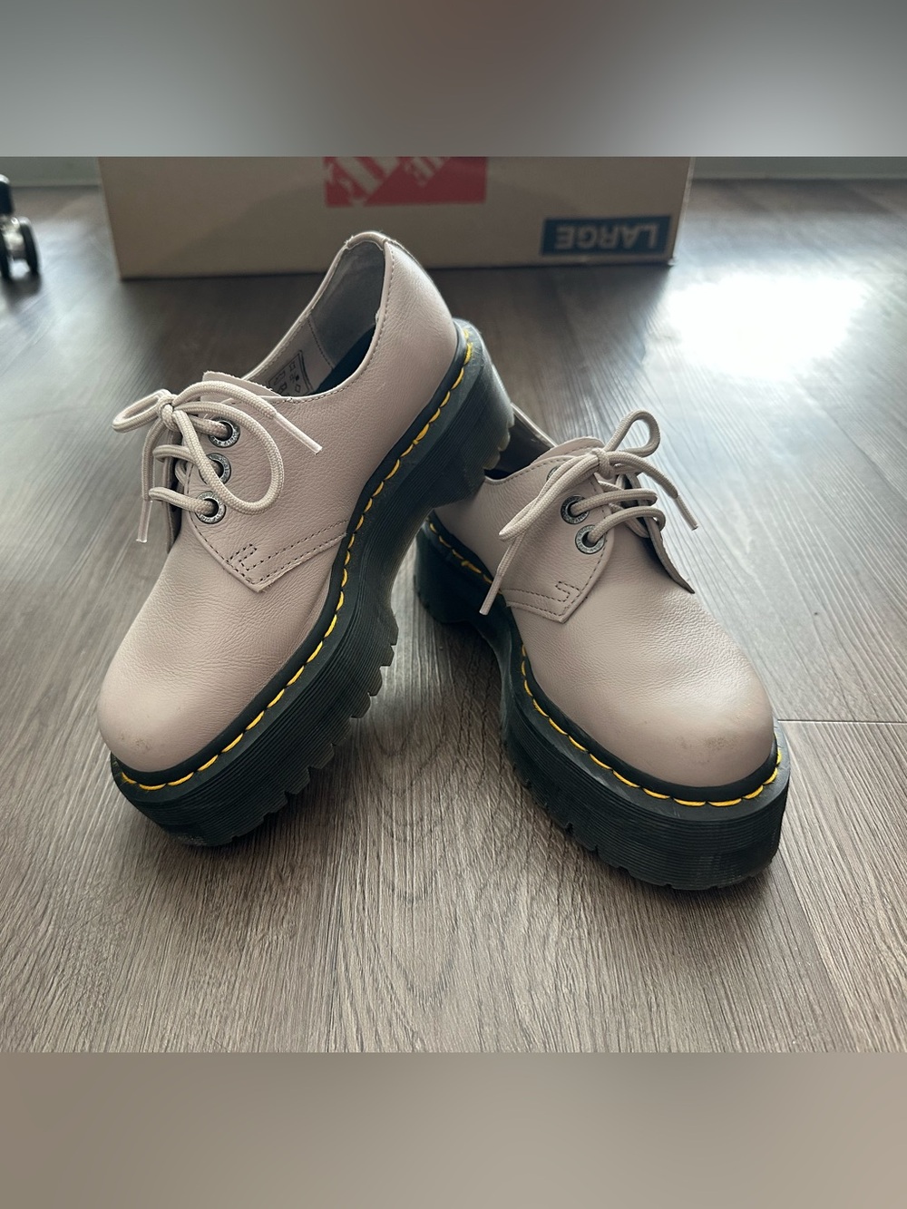 Dr. Martens 1461 II Pisa Leather Platform Shoes — Taupe